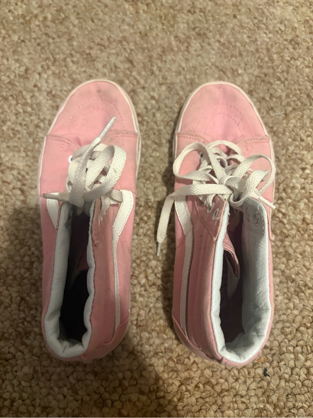 Vans Pink High-Top Canvas Sneakers with White Accents